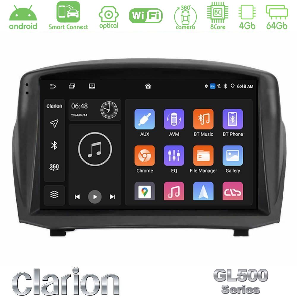 Clarion GL500 Series 8Core Android ClarionOS 4+64GB Ford Fiesta 2008-2012 Navigation Multimedia Tablet 9" (Oem Style)