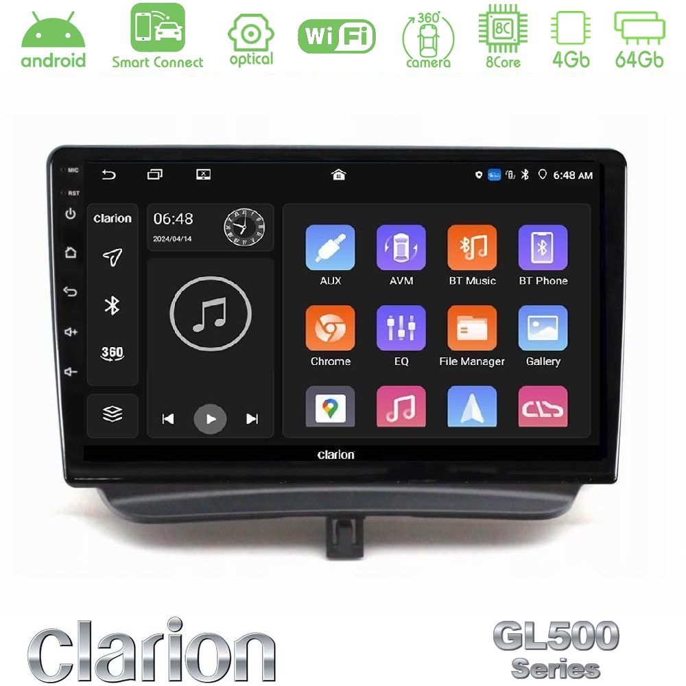 Clarion GL500 Series 8Core Android ClarionOS 4+64GB Ford Courier 2015-2023 Navigation Multimedia Tablet 9"