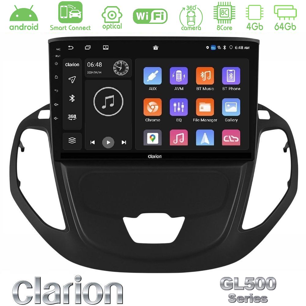 Clarion GL500 Series 8Core Android ClarionOS 4+64GB Ford Courier 2015-2023 Navigation Multimedia Tablet 9"