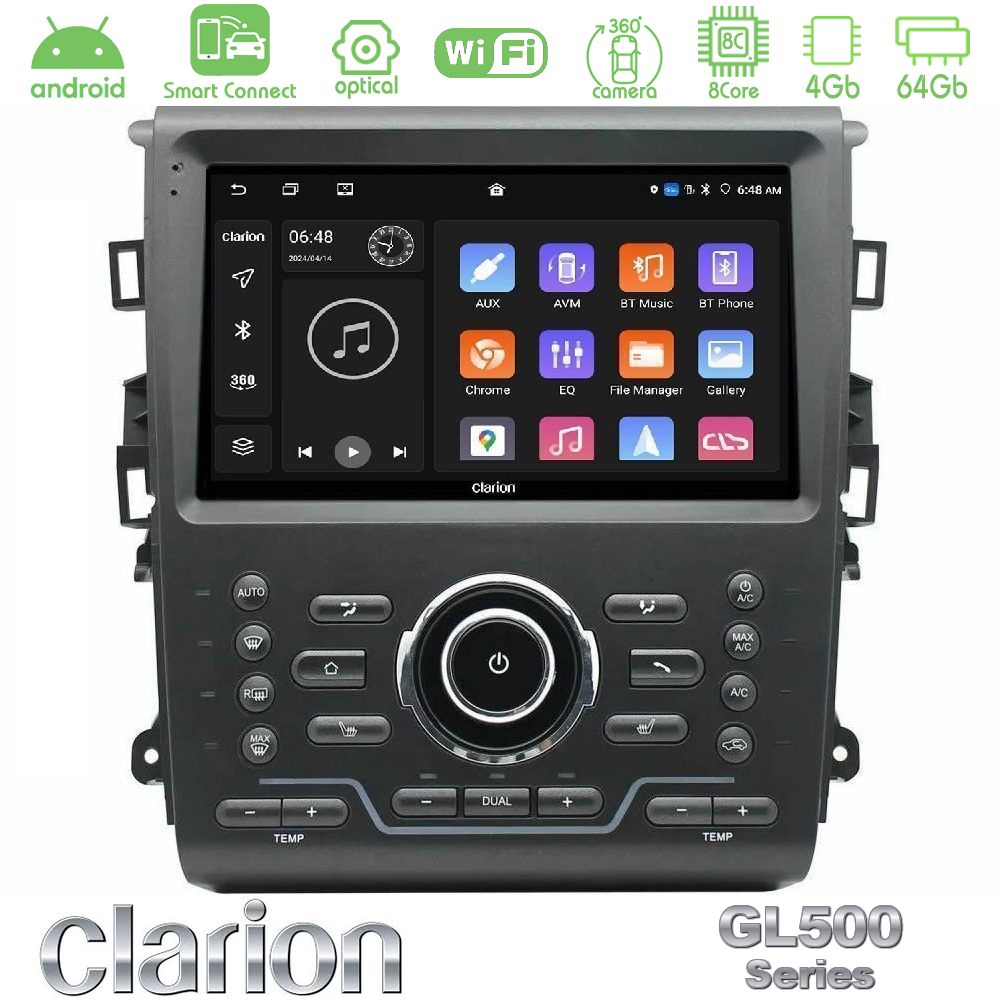 Clarion GL500 Series 8Core Android ClarionOS 4+64GB Ford Mondeo 2014-2021 Navigation Multimedia Tablet 9"