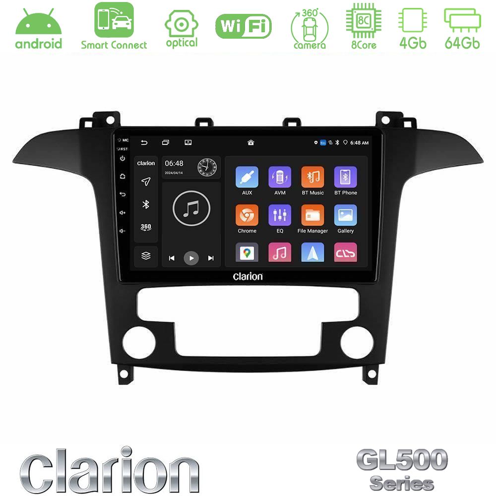 Clarion GL500 Series 8Core Android ClarionOS 4+64GB Ford S-Max 2006-2012 Navigation Multimedia Tablet 9"