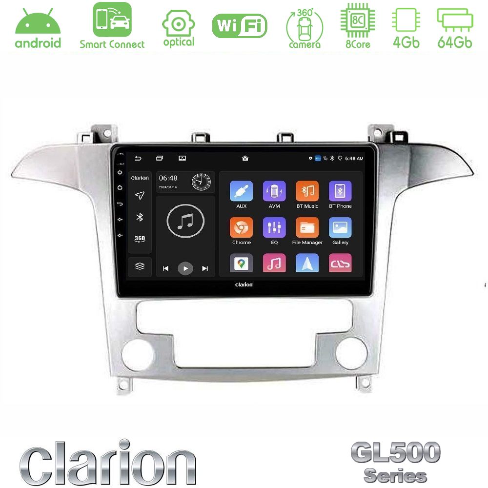 Clarion GL500 Series 8Core Android ClarionOS 4+64GB Ford S-Max 2006-2012 Navigation Multimedia Tablet 9"