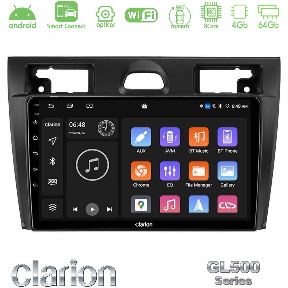 Clarion GL500 Series 8Core Android ClarionOS 4+64GB Ford Fiesta/Fusion Navigation Multimedia Tablet 9"
