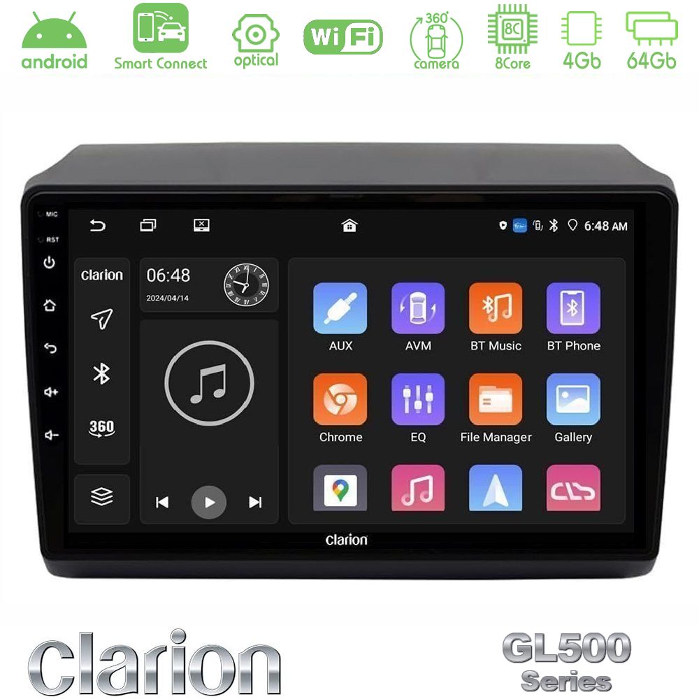 Clarion GL500 Series 8Core Android ClarionOS 4+64GB Fiat Ducato/Citroen Jumper/Peugeot Boxer 2011-2021 Navigation Multimedia Tablet 9"