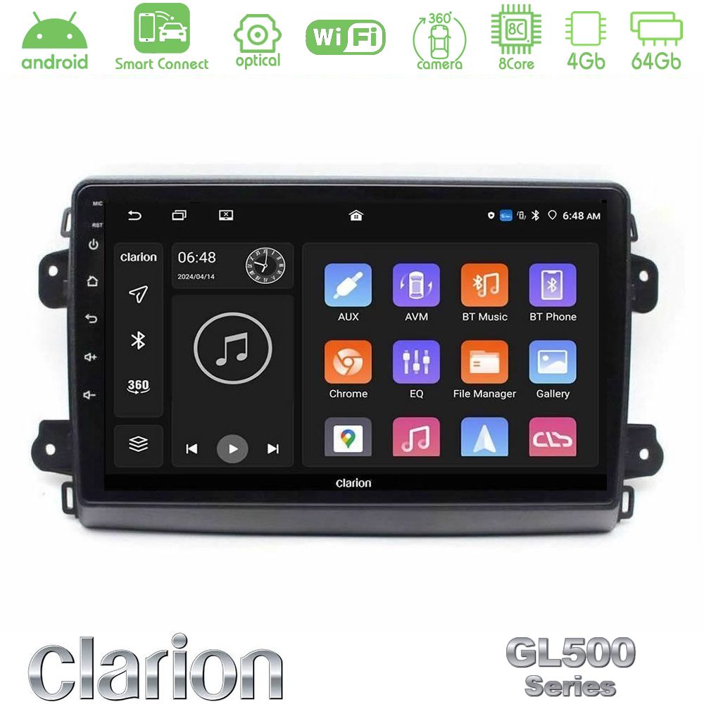 Clarion GL500 Series 8Core Android ClarionOS 4+64GB Citroen/Fiat/Opel Navigation Multimedia Tablet 9"