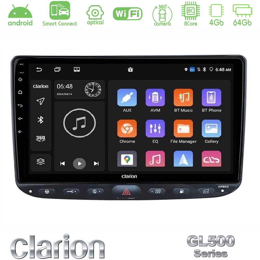 Clarion GL500 Series 8Core Android ClarionOS 4+64GB Fiat Punto/ Evo 2009-2018 Navigation Multimedia Tablet 9″