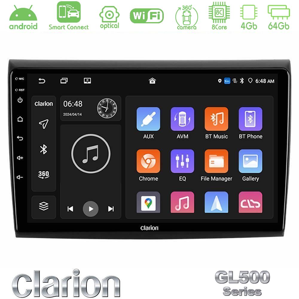 Clarion GL500 Series 8Core Android ClarionOS 4+64GB Fiat Bravo Navigation Multimedia Tablet 9"
