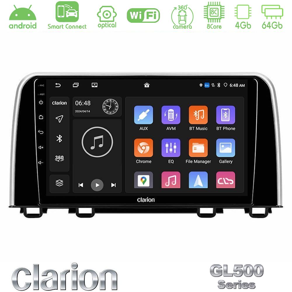 Clarion GL500 Series 8Core Android ClarionOS 4+64GB Honda CR-V 2019-> Navigation Multimedia Tablet 10"