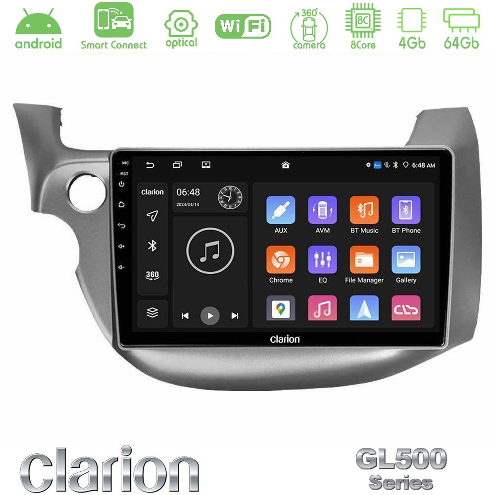 Clarion GL500 Series 8Core Android ClarionOS 4+64GB Honda Jazz 2009-2013 Navigation Multimedia Tablet 10"