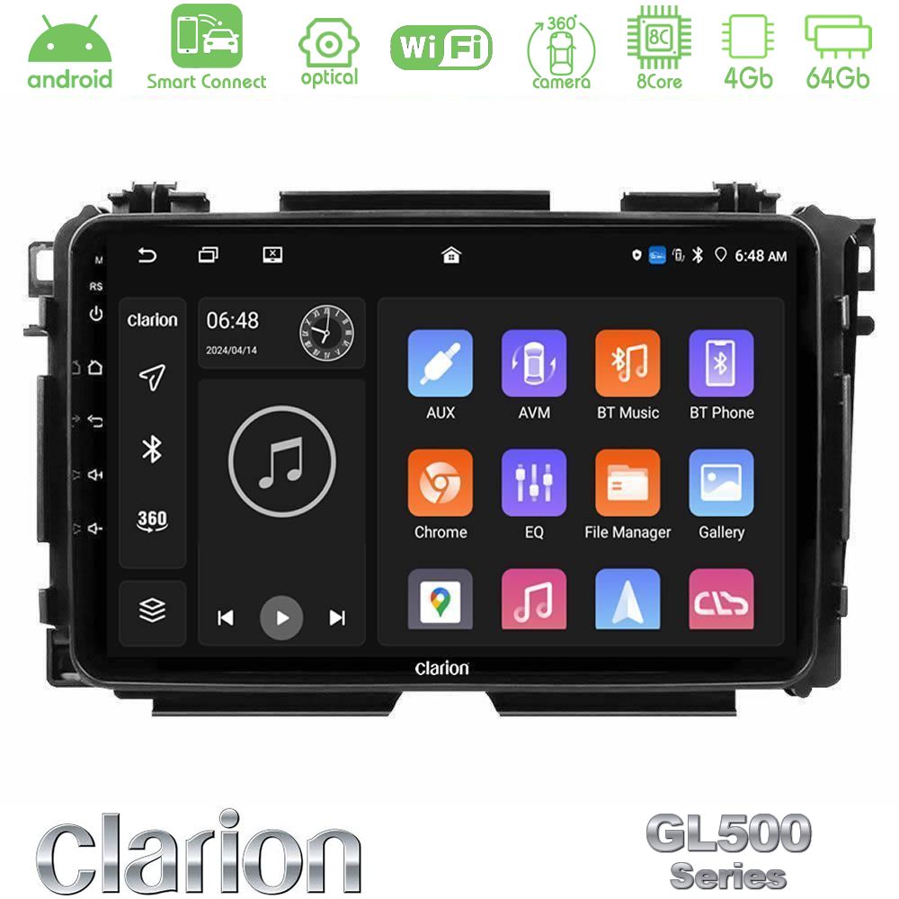 Clarion GL500 Series 8Core Android ClarionOS 4+64GB Honda HR-V Navigation Multimedia Tablet 9"