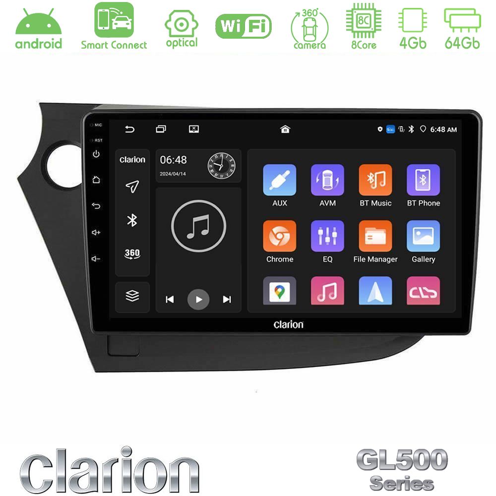 Clarion GL500 Series 8Core Android ClarionOS 4+64GB Honda Insight 2009-2015 Navigation Multimedia Tablet 9"