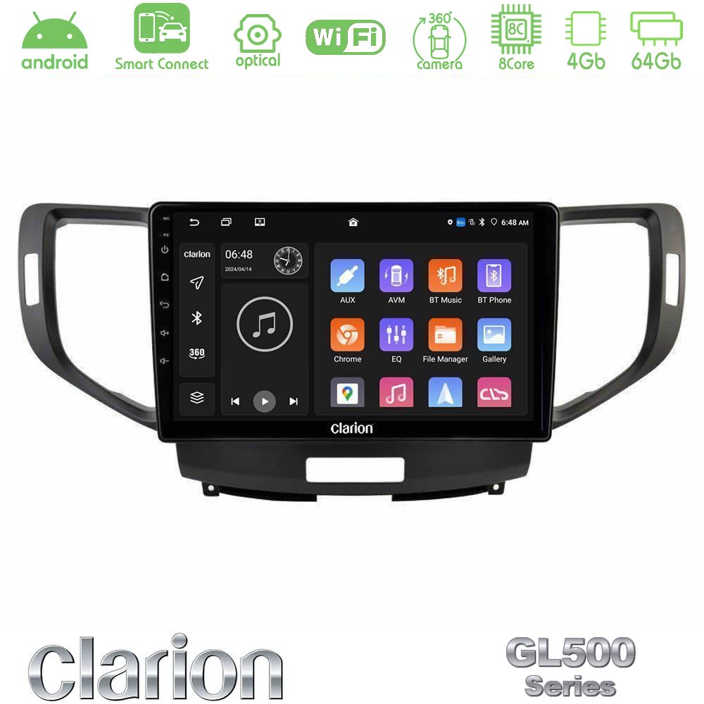 Clarion GL500 Series 8Core Android ClarionOS 4+64GB Honda Accord 2008-2015 Navigation Multimedia Tablet 9"