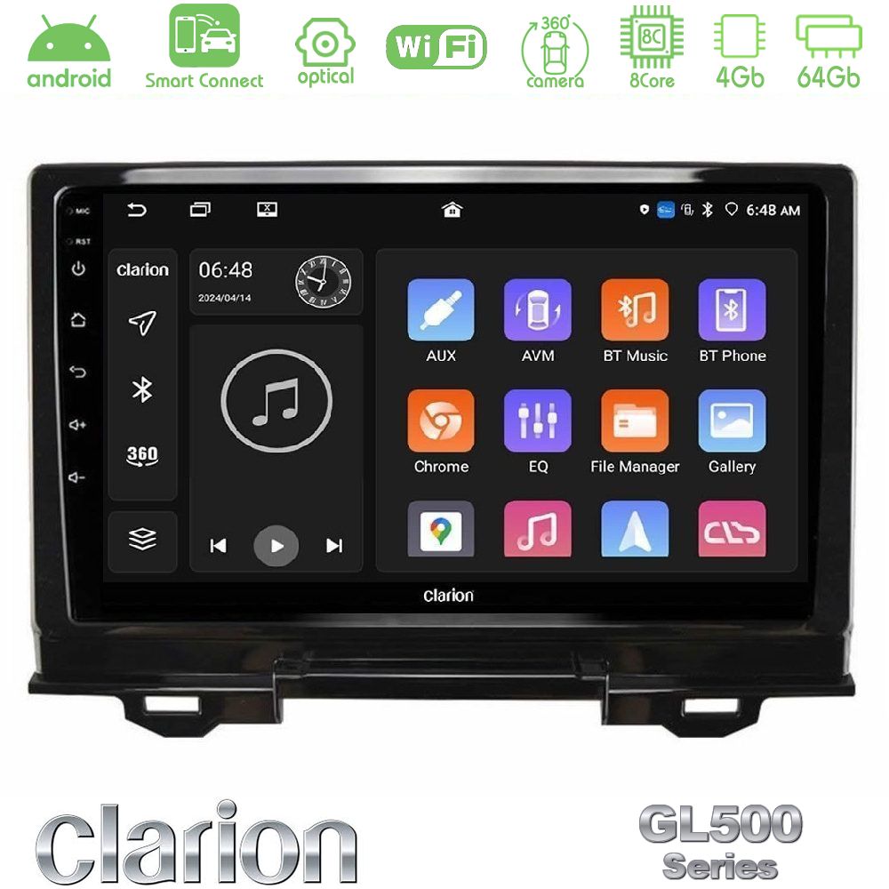Clarion GL500 Series 8Core Android ClarionOS 4+64GB Honda HR-V 2021-> Navigation Multimedia Tablet 9"