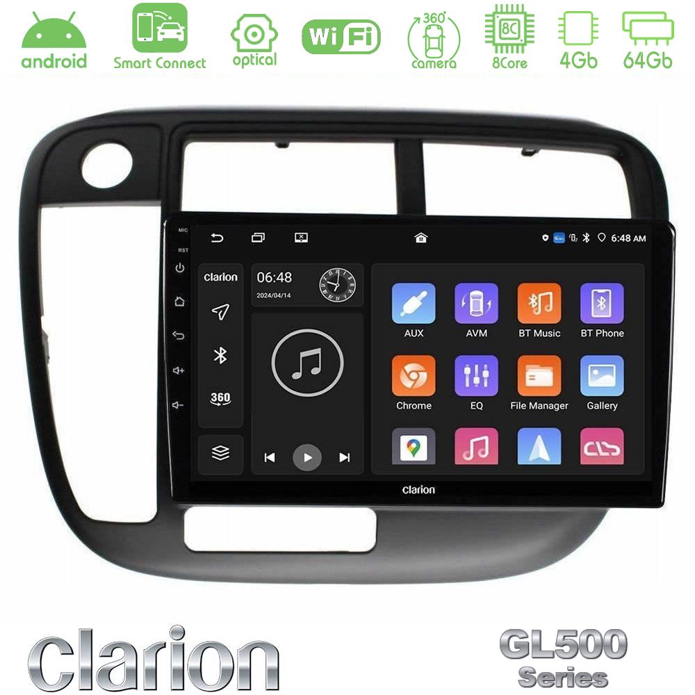 Clarion GL500 Series 8Core Android ClarionOS 4+64GB Honda Civic 1995-2001 Navigation Multimedia Tablet 9"