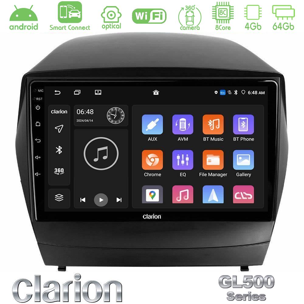 Clarion GL500 Series 8Core Android ClarionOS 4+64GB Hyundai IX35 Auto A/C Navigation Multimedia Tablet 9"