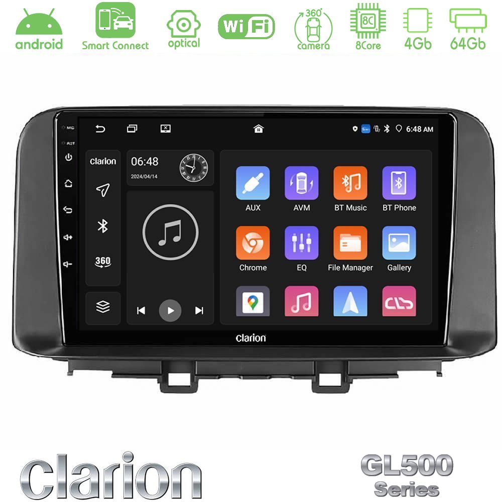 Clarion GL500 Series 8Core Android ClarionOS 4+64GB Hyundai Kona 2018-2023 Navigation Multimedia Tablet 10"