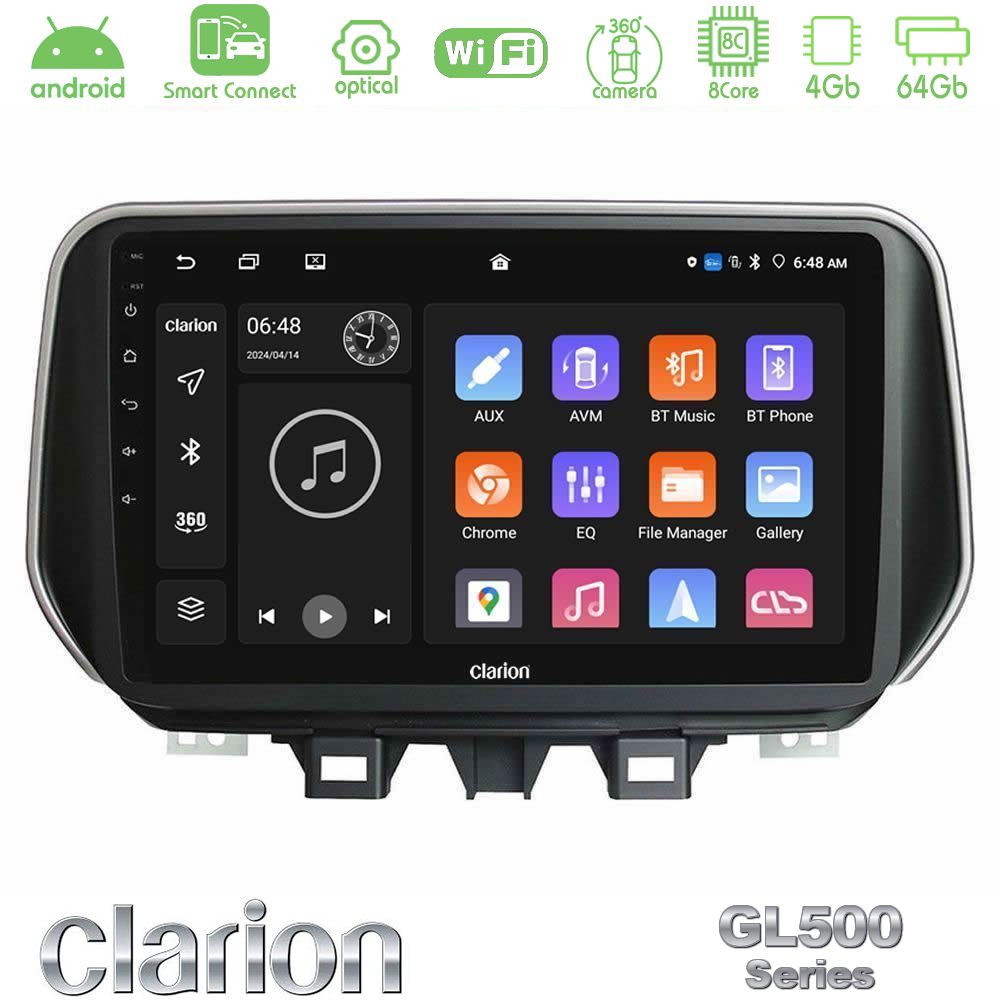 Clarion GL500 Series 8Core Android ClarionOS 4+64GB Hyundai Tucson 2019-> Navigation Multimedia Tablet 9"
