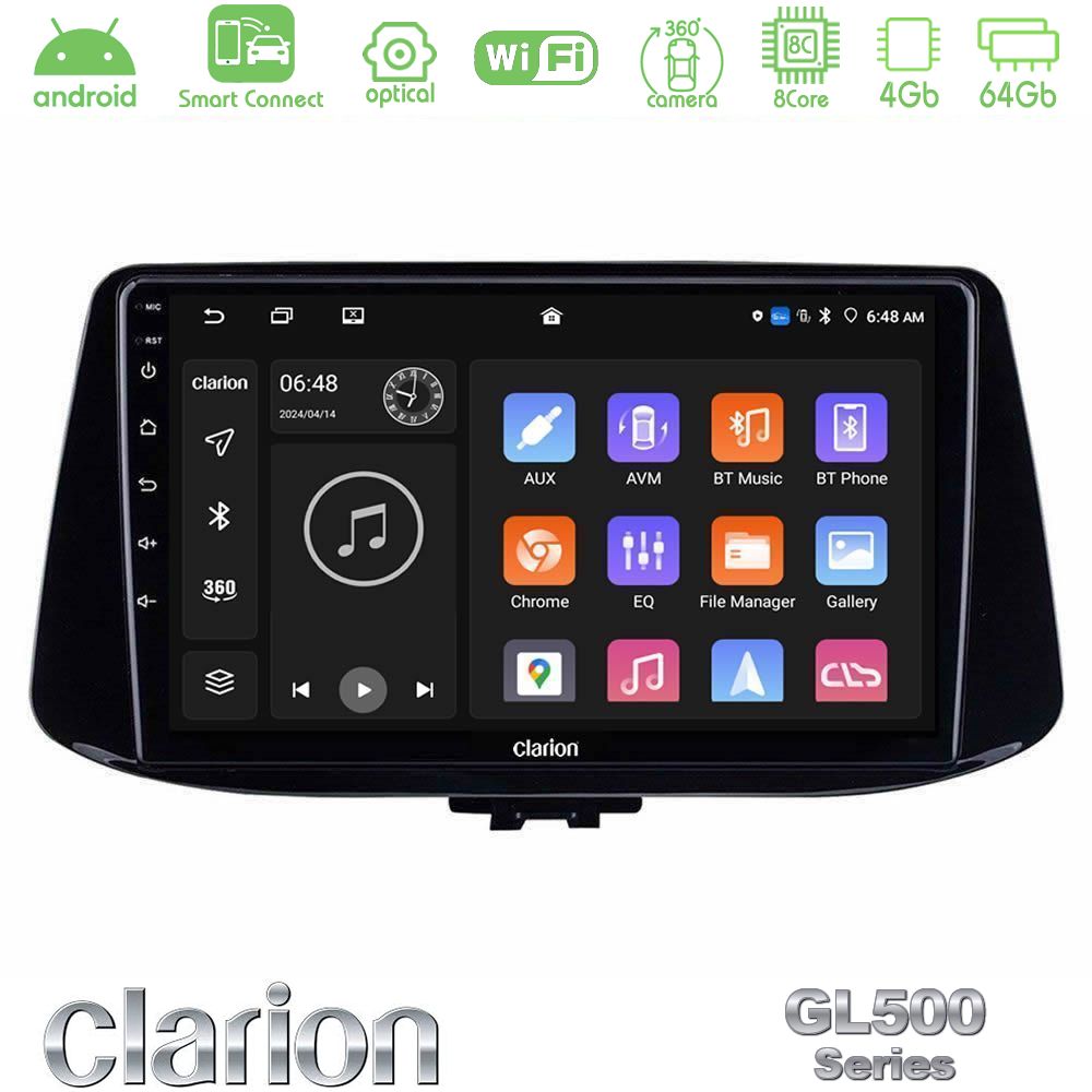 Clarion GL500 Series 8Core Android ClarionOS 4+64GB Hyundai i30 Navigation Multimedia Tablet 9"