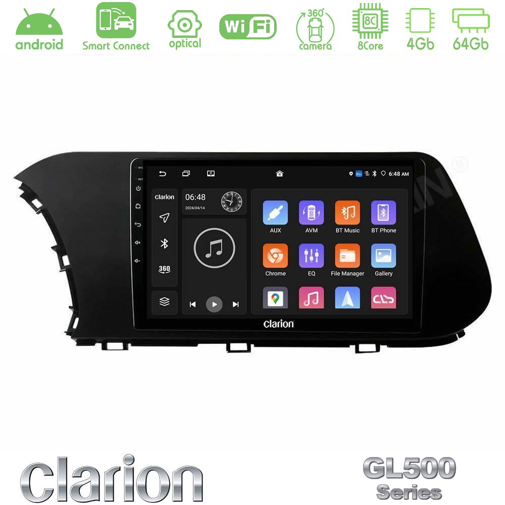 Clarion GL500 Series 8Core Android ClarionOS 4+64GB  Hyundai i20 2021-2023 Navigation Multimedia Tablet 10"