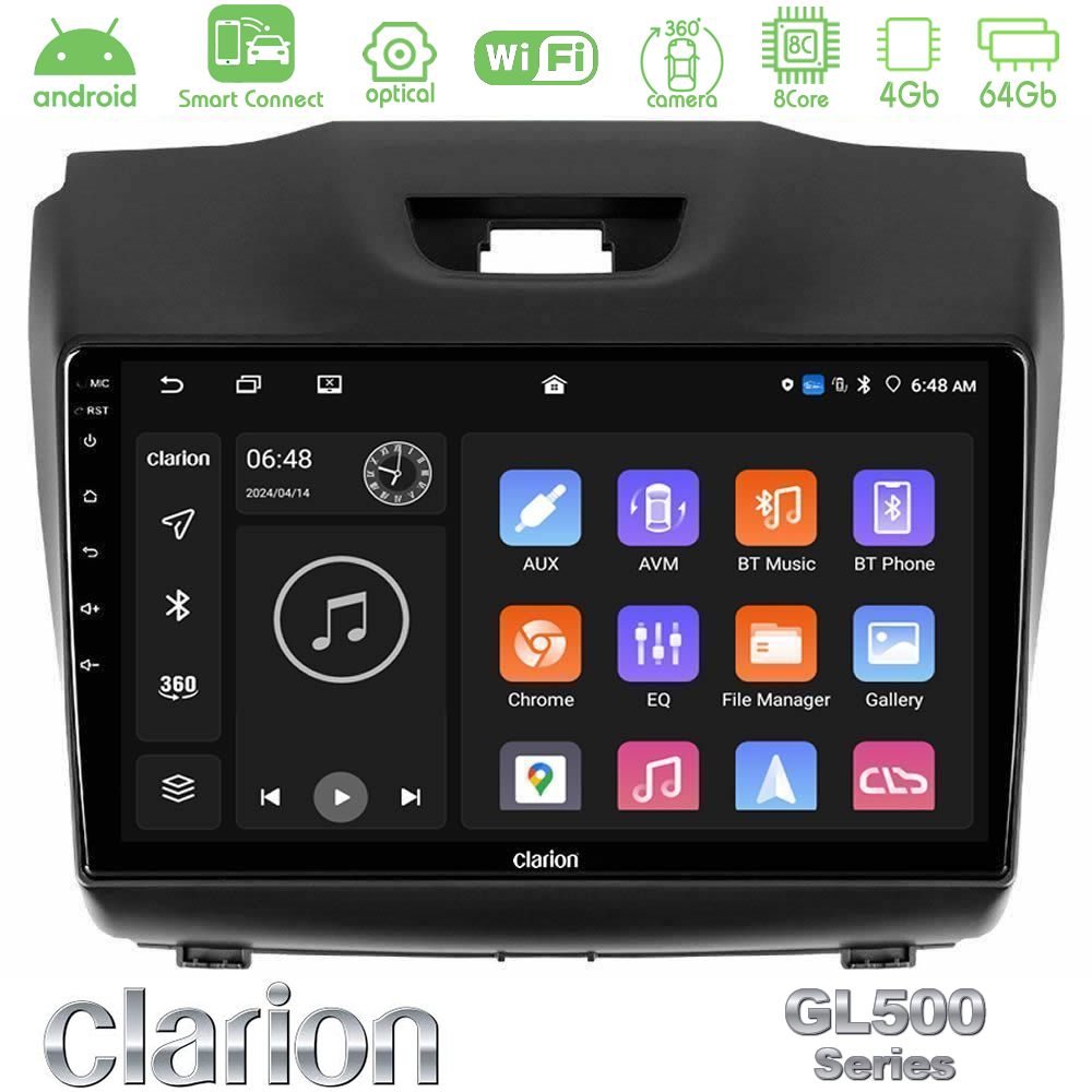 Clarion GL500 Series 8Core Android ClarionOS 4+64GB Isuzu D-MAX 2012-2019 Navigation Multimedia Tablet 9"