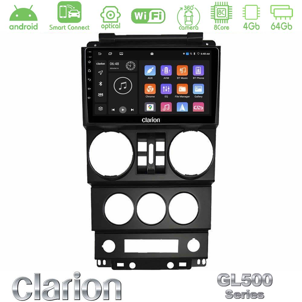 Clarion GL500 Series 8Core Android ClarionOS 4+64GB Jeep Wrangler 2008-2010 Navigation Multimedia Tablet 9"