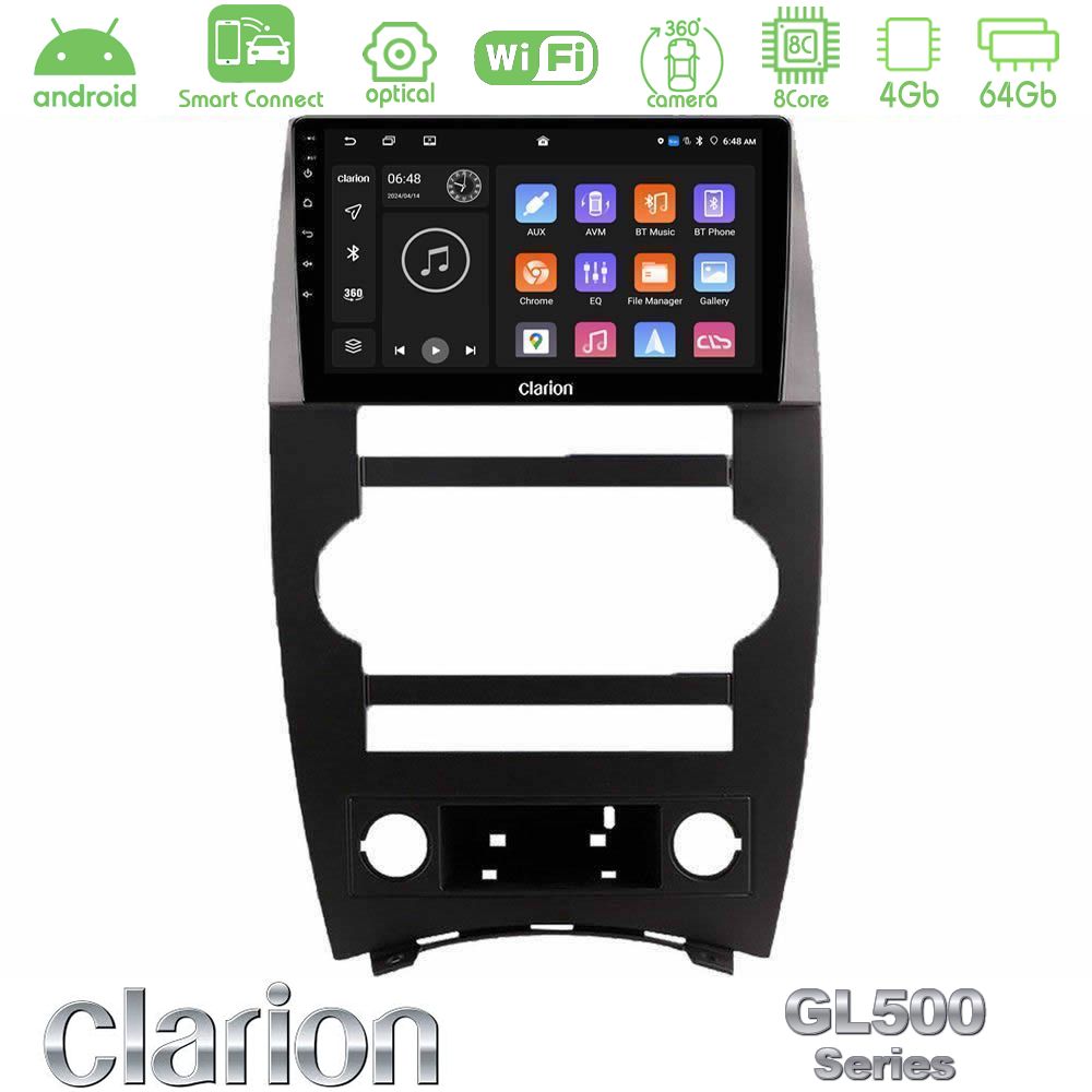 Clarion GL500 Series 8Core Android ClarionOS 4+64GB Jeep Commander 2007-2008 Navigation Multimedia Tablet 9"