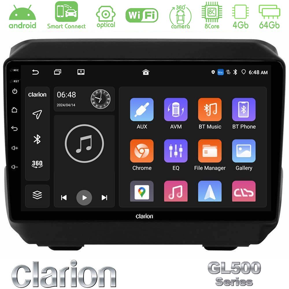 Clarion GL500 Series 8Core Android ClarionOS 4+64GB Jeep Wrangler 2018-> Navigation Multimedia Tablet 9"