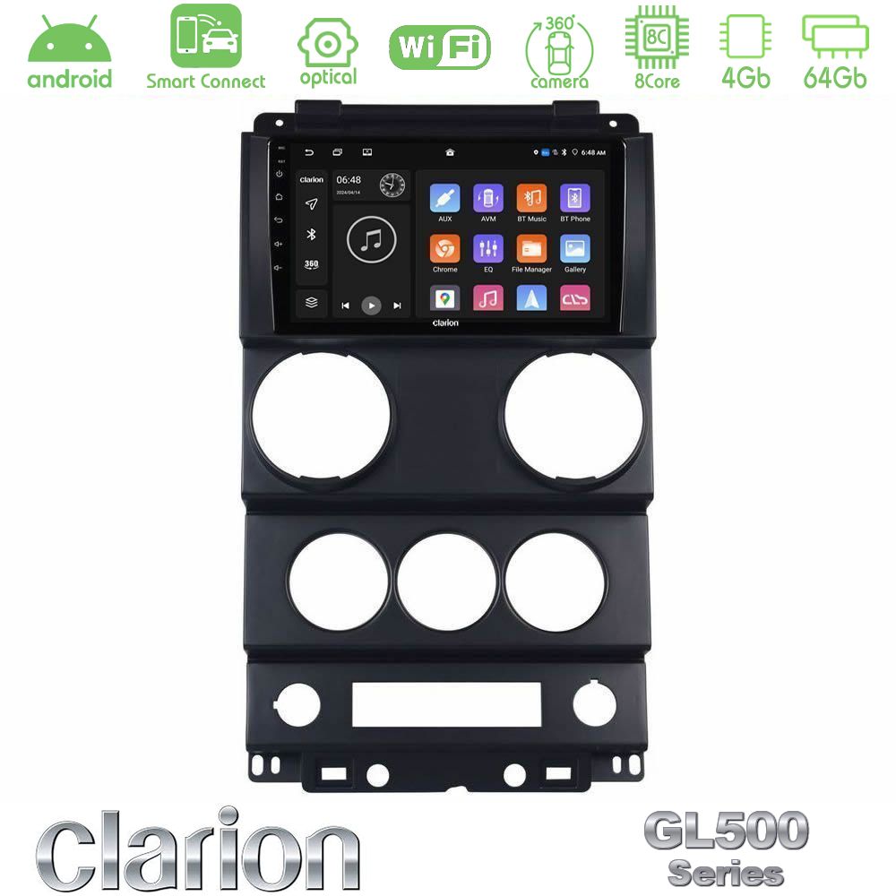 Clarion GL500 Series 8Core Android ClarionOS 4+64GB Jeep Wrangler 2Door 2008-2010 Navigation Multimedia Tablet 9"