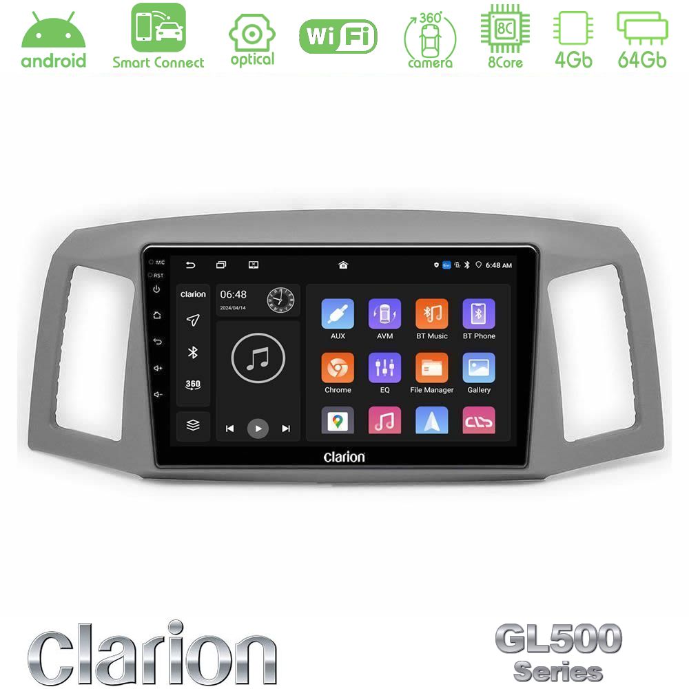 Clarion GL500 Series 8Core Android ClarionOS 4+64GB  Jeep Grand Cherokee 2005-2007 Navigation Multimedia Tablet 10"