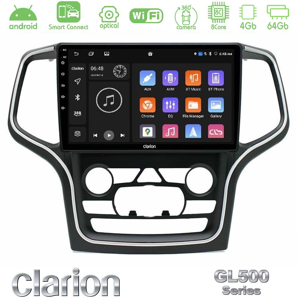 Clarion GL500 Series 8Core Android ClarionOS 4+64GB Jeep Grand Cherokee 2014-2020 Navigation Multimedia Tablet 10"
