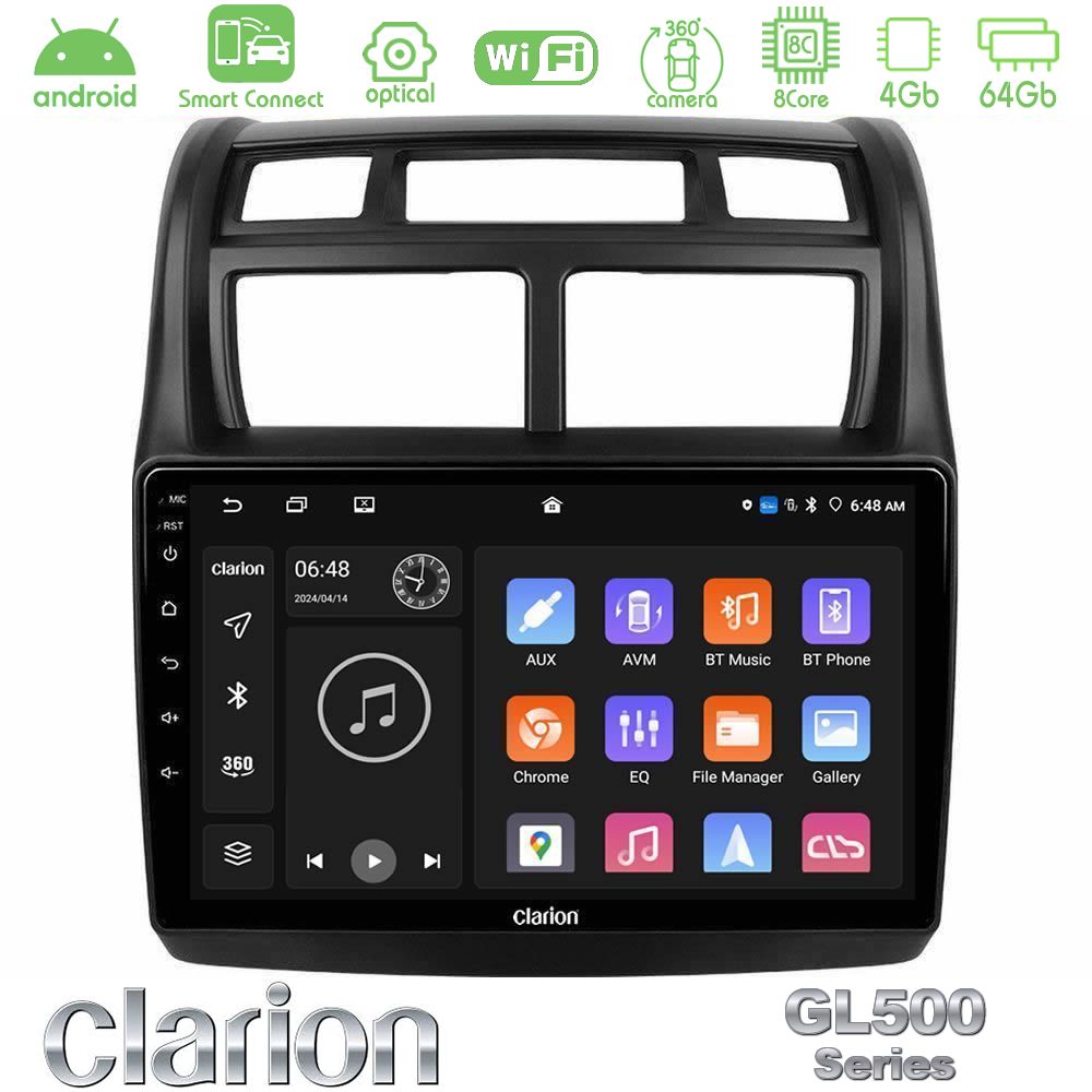 Clarion GL500 Series 8Core Android ClarionOS 4+64GB  Kia Sportage 2008-2011 Navigation Multimedia Tablet 9"