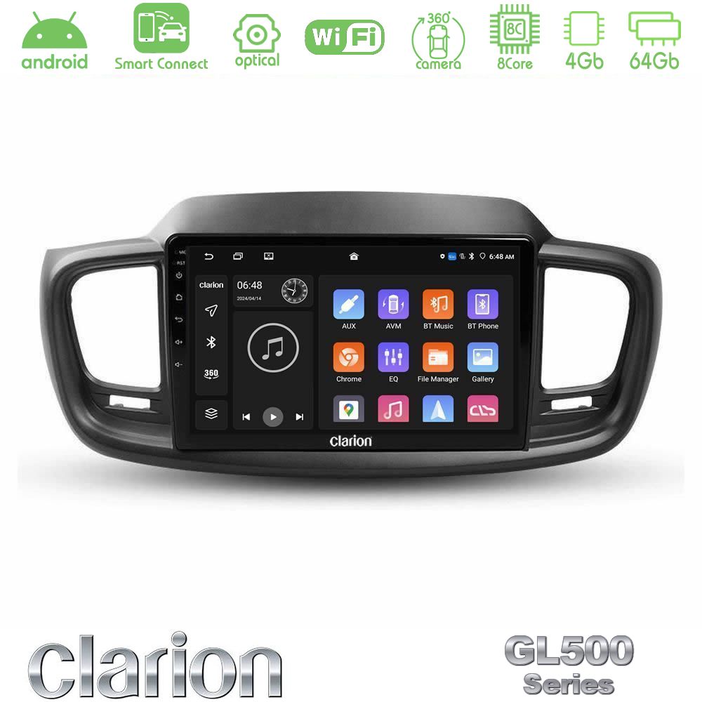 Clarion GL500 Series 8Core Android ClarionOS 4+64GB Kia Sorento 2018-2021 Navigation Multimedia Tablet 9"