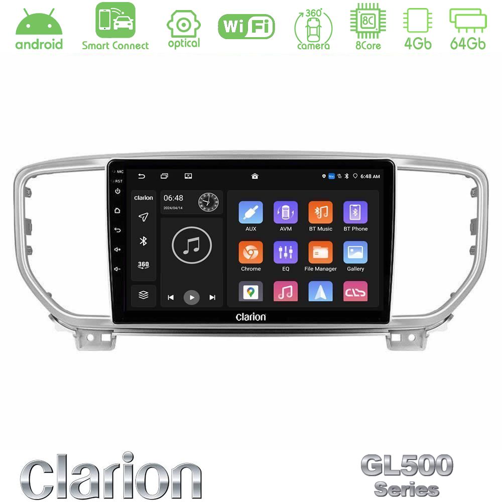 Clarion GL500 Series 8Core Android ClarionOS 4+64GB Kia Sportage 2018-2021 Navigation Multimedia Tablet 9"