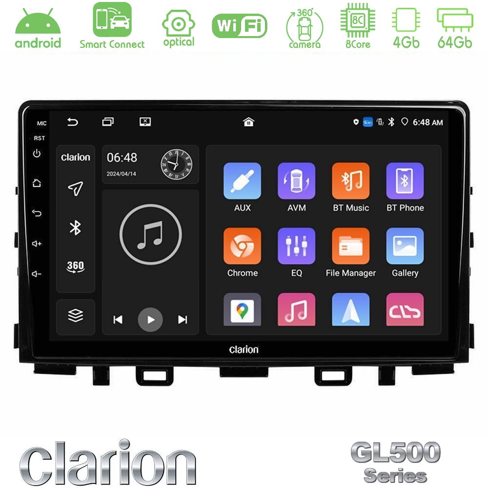 Clarion GL500 Series 8Core Android ClarionOS 4+64GB  Kia Stonic Navigation Multimedia Tablet 9"