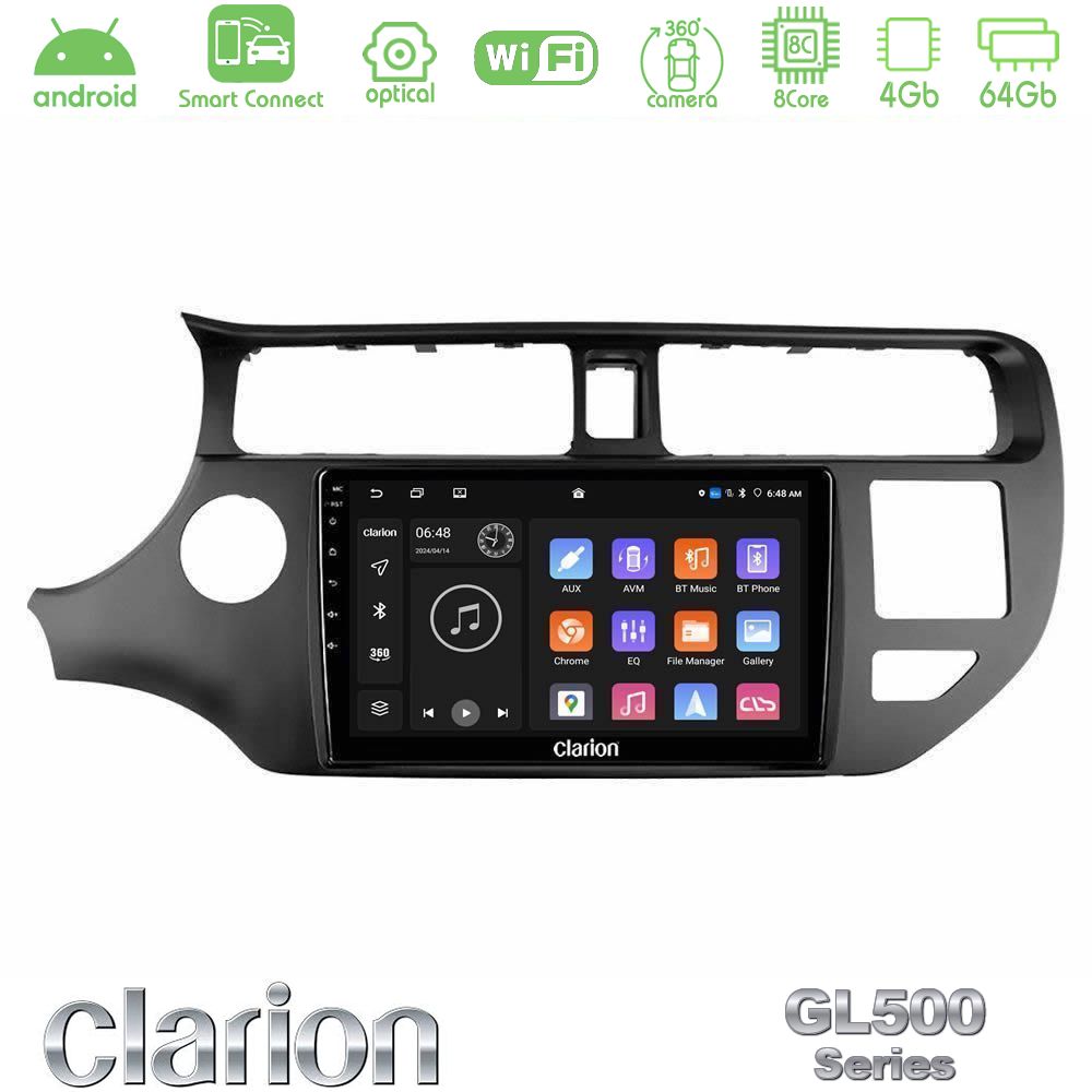 Clarion GL500 Series 8Core Android ClarionOS 4+64GB Kia Rio 2011-2015 Navigation Multimedia Tablet 9"