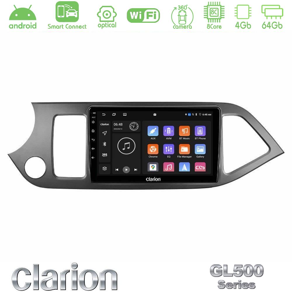 Clarion GL500 Series 8Core Android ClarionOS 4+64GB Kia Picanto Navigation Multimedia Tablet 9"