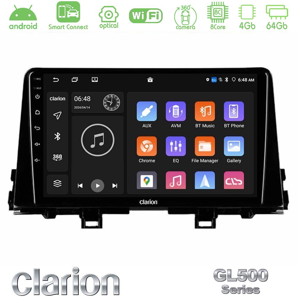 Clarion GL500 Series 8Core Android ClarionOS 4+64GB Kia Picanto 2017-2021 Navigation Multimedia Tablet 9"