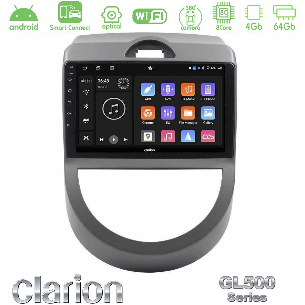 Clarion GL500 Series 8Core Android ClarionOS 4+64GB Kia Soul 2009-2011 Navigation Multimedia Tablet 9"