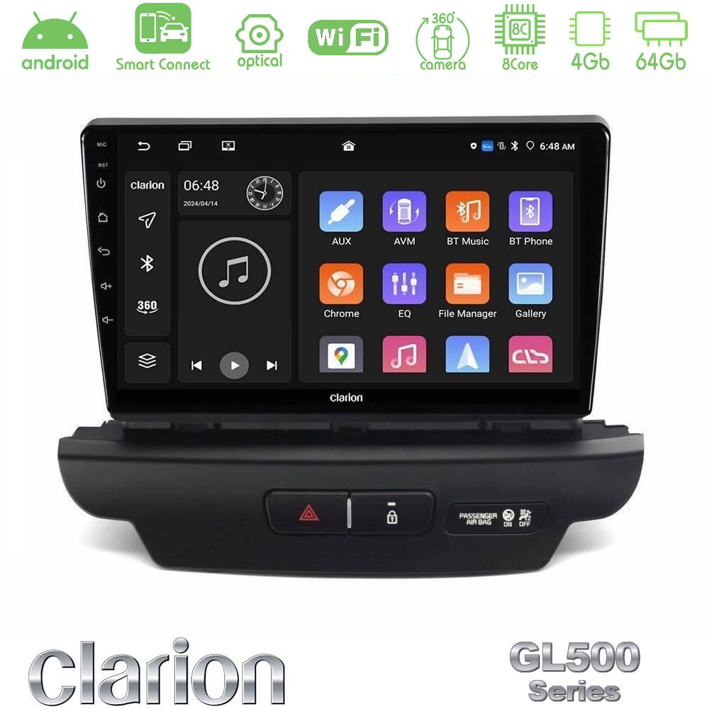 Clarion GL500 Series 8Core Android ClarionOS 4+64GB Kia Ceed 2018-2023 Navigation Multimedia Tablet 9" (Low Version)