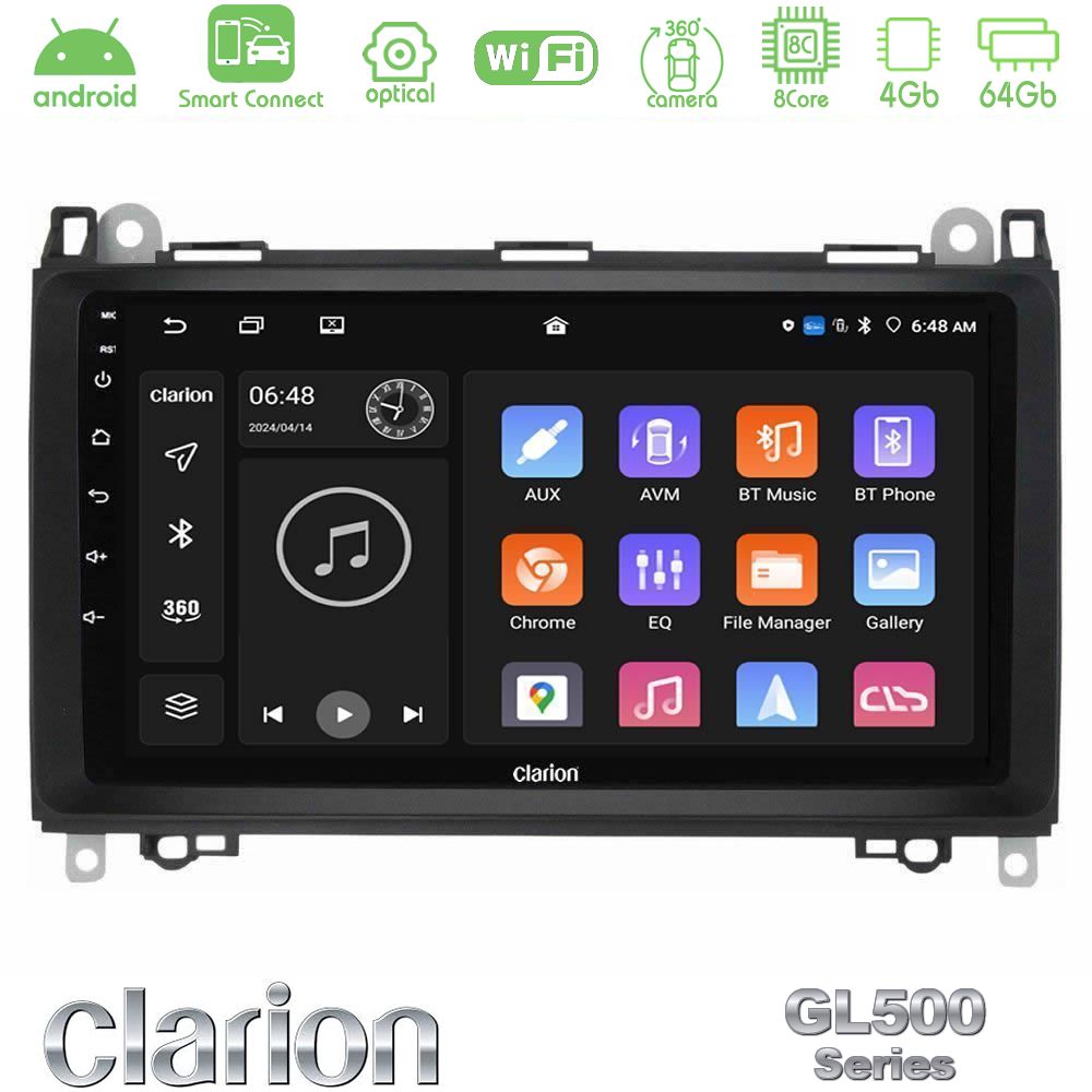Clarion GL500 Series 8Core Android ClarionOS 4+64GB Mercedes A/B/Vito/Sprinter Class Navigation Multimedia Tablet 9"