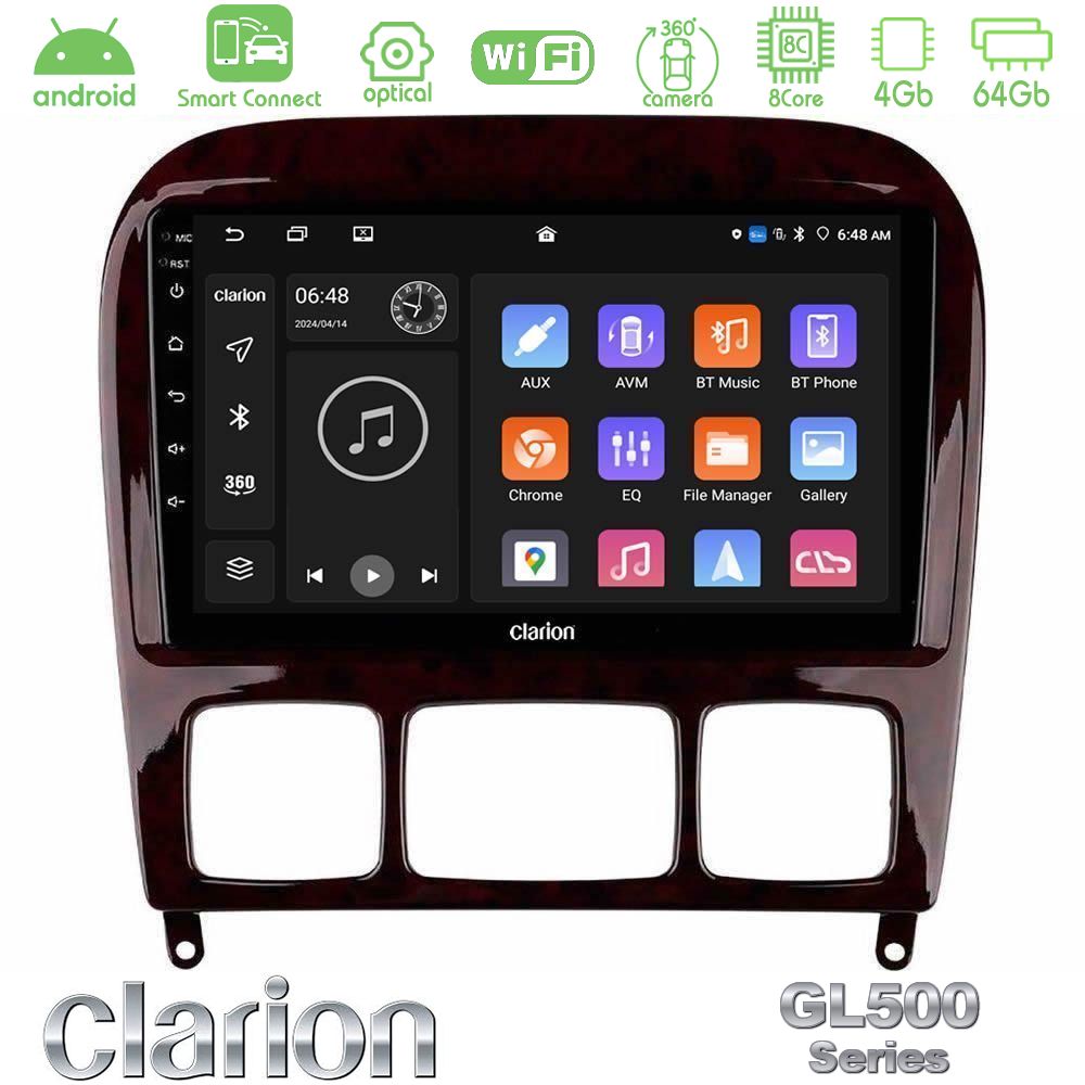 Clarion GL500 Series 8Core Android ClarionOS 4+64GB Mercedes S Class 1999-2004 (W220) Navigation Multimedia Tablet 9"