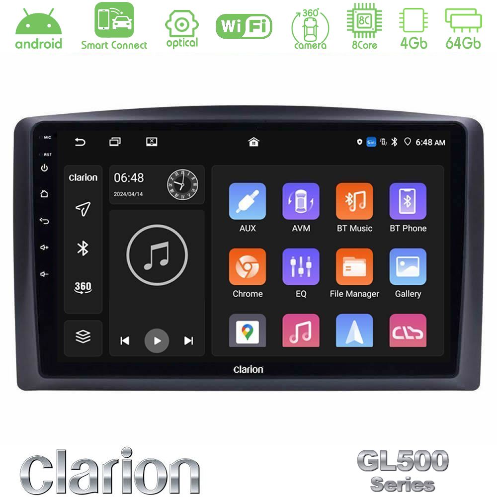 Clarion GL500 Series 8Core Android ClarionOS 4+64GB Mercedes Vito 2015-2021 Navigation Multimedia Tablet 10"