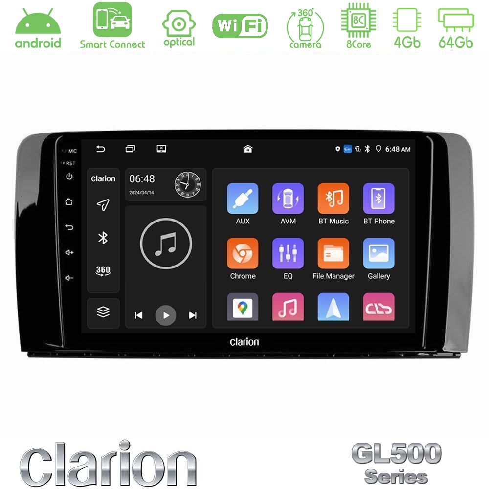 Clarion GL500 Series 8Core Android ClarionOS 4+64GB Mercedes R Class Navigation Multimedia Tablet 9"