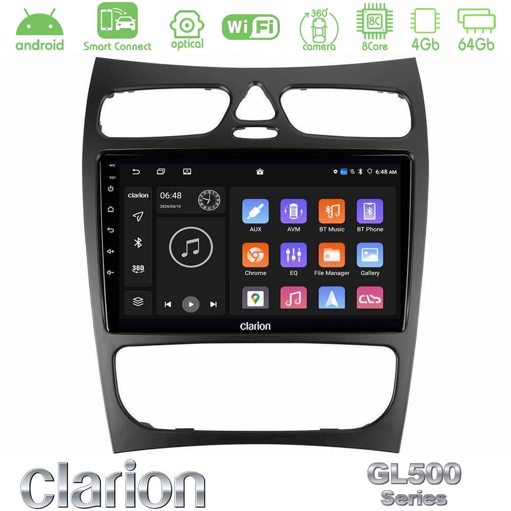 Clarion GL500 Series 8Core Android ClarionOS 4+64GB Mercedes CLK Class W209 2000-2004 Navigation Multimedia Tablet 9"