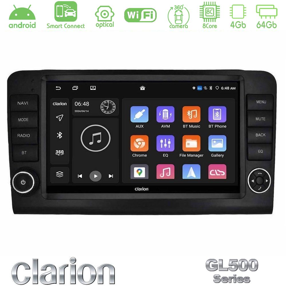 Clarion GL500 Series 8Core Android ClarionOS 4+64GB Mercedes ML/GL Class W164 2006-2011 Navigation Multimedia Tablet 9" (OEM Look)