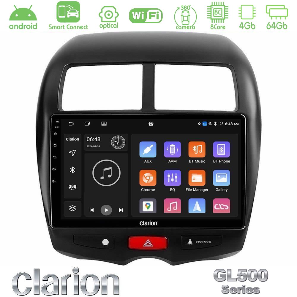 Clarion GL500 Series 8Core Android ClarionOS 4+64GB Mitsubishi ASX Navigation Multimedia Tablet 10"