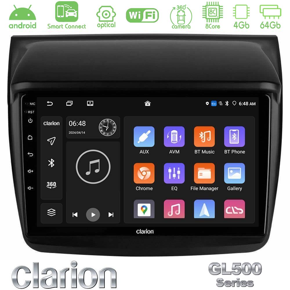 Clarion GL500 Series 8Core Android ClarionOS 4+64GB Mitsubishi L200 Navigation Multimedia Tablet 9"