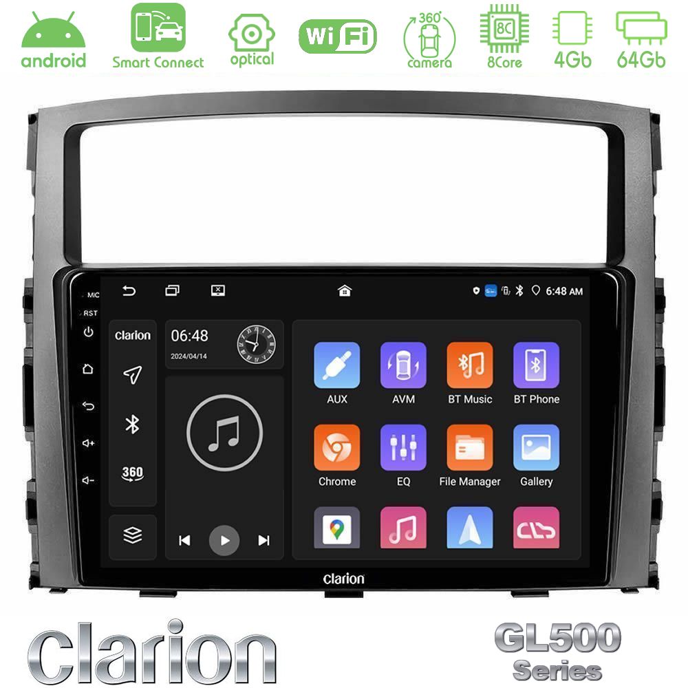 Clarion GL500 Series 8Core Android ClarionOS 4+64GB Mitsubishi Pajero 2008-2009 Navigation Multimedia Tablet 9"
