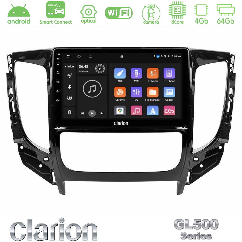 Clarion GL500 Series 8Core Android ClarionOS 4+64GB  Mitsubishi L200 2016-> amp; Fiat Fullback (Auto A/C) Navigation Multimedia Tablet 9"