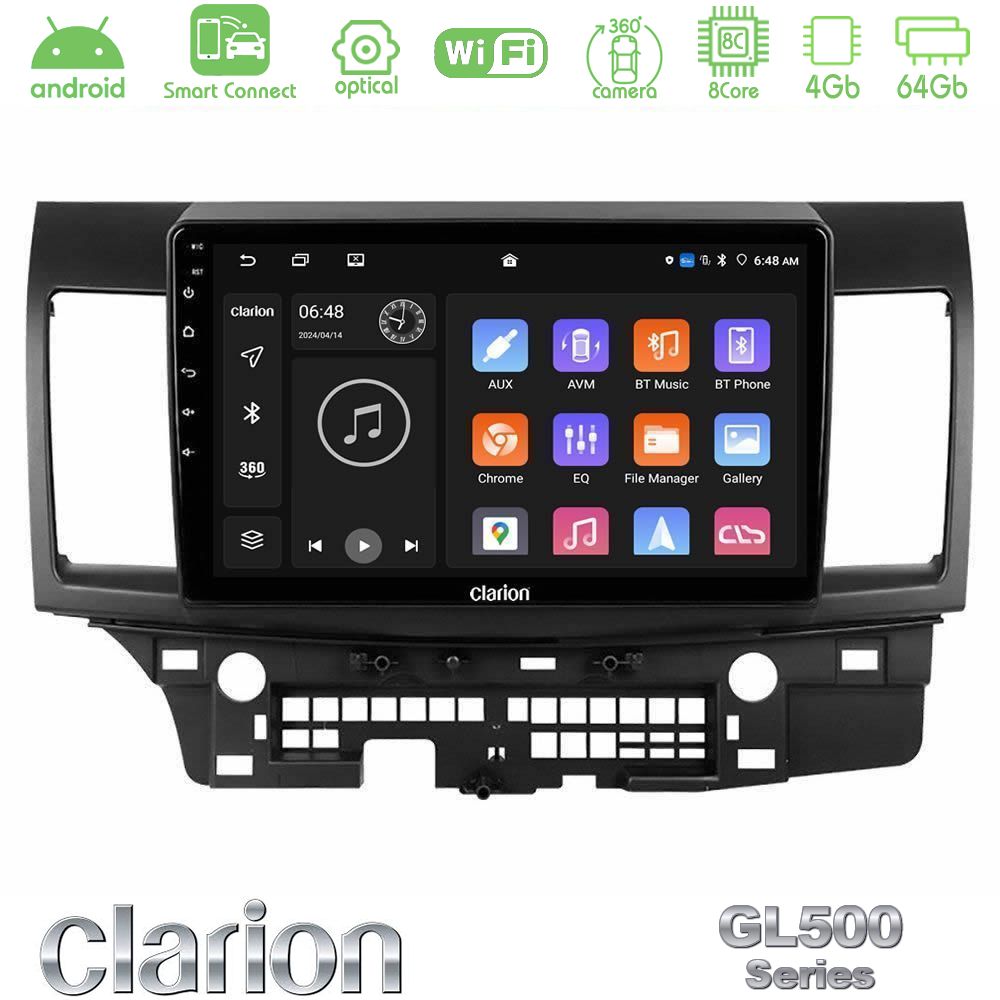 Clarion GL500 Series 8Core Android ClarionOS 4+64GB Mitsubishi Lancer 2008 – 2015 Navigation Multimedia Tablet 10"